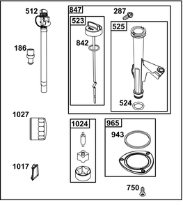 Lubrication Group Diagram and Parts List for 40N777-0036-B5 400000 - 699999 Briggs and Stratton Engine